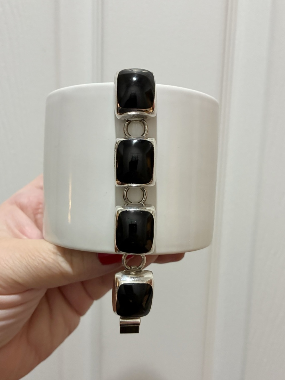 [ FIRM price ] Chunky Sterling & Onyx Bracelet